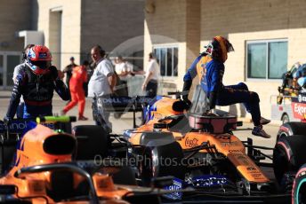 World © Octane Photographic Ltd. Formula 1 – United States GP - Qualifying. Scuderia Toro Rosso STR14 – Pierre Gasly and McLaren MCL34 – Carlos Sainz. Circuit of the Americas (COTA), Austin, Texas, USA. Saturday 2nd November 2019.