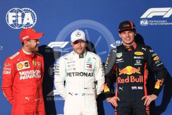 World © Octane Photographic Ltd. Formula 1 – United States GP - Qualifying. Mercedes AMG Petronas Motorsport AMG F1 W10 EQ Power+ - Valtteri Bottas, Scuderia Ferrari SF90 – Sebastian Vettel and Aston Martin Red Bull Racing RB15 – Max Verstappen. Circuit of the Americas (COTA), Austin, Texas, USA. Saturday 2nd November 2019.