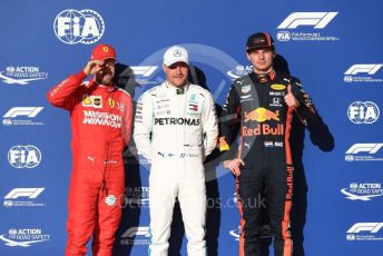 World © Octane Photographic Ltd. Formula 1 – United States GP - Qualifying. Mercedes AMG Petronas Motorsport AMG F1 W10 EQ Power+ - Valtteri Bottas, Scuderia Ferrari SF90 – Sebastian Vettel and Aston Martin Red Bull Racing RB15 – Max Verstappen. Circuit of the Americas (COTA), Austin, Texas, USA. Saturday 2nd November 2019.