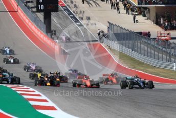 World © Octane Photographic Ltd. Formula 1 – United States GP - Race. Mercedes AMG Petronas Motorsport AMG F1 W10 EQ Power+ - Valtteri Bottas heads the pack ahead of the start. Circuit of the Americas (COTA), Austin, Texas, USA. Sunday 3rd November 2019.
