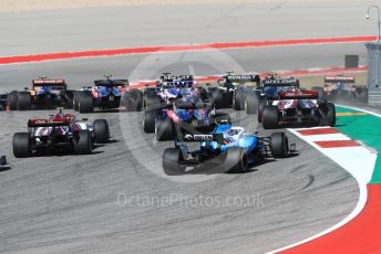 World © Octane Photographic Ltd. Formula 1 – United States GP - Race. Mercedes AMG Petronas Motorsport AMG F1 W10 EQ Power+ - Valtteri Bottas leads the pack as McLaren MCL34 – Carlos Sainz runs wide. Circuit of the Americas (COTA), Austin, Texas, USA. Sunday 3rd November 2019.