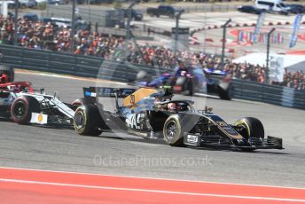 World © Octane Photographic Ltd. Formula 1 – United States GP - Race. Haas F1 Team VF19 – Kevin Magnussen and Alfa Romeo Racing C38 – Kimi Raikkonen. Circuit of the Americas (COTA), Austin, Texas, USA. Sunday 3rd November 2019.