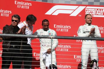 World © Octane Photographic Ltd. Formula 1 – United States GP - Podium. Mercedes AMG Petronas Motorsport AMG F1 W10 EQ Power+ - Valtteri Bottas, Lewis Hamilton and Technical Director James Allison. Circuit of the Americas (COTA), Austin, Texas, USA. Sunday 3rd November 2019.