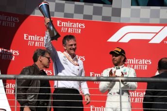 World © Octane Photographic Ltd. Formula 1 – United States GP - Podium. Mercedes AMG Petronas Motorsport AMG F1 W10 EQ Power+ - Lewis Hamilton and Technical Director James Allison. Circuit of the Americas (COTA), Austin, Texas, USA. Sunday 3rd November 2019.