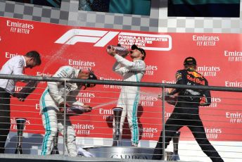 World © Octane Photographic Ltd. Formula 1 – United States GP - Podium. Mercedes AMG Petronas Motorsport AMG F1 W10 EQ Power+ - Valtteri Bottas, Lewis Hamilton and Technical Director James Allison  with Aston Martin Red Bull Racing RB15 – Max Verstappen. Circuit of the Americas (COTA), Austin, Texas, USA. Sunday 3rd November 2019.