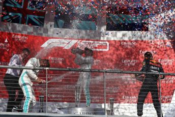 World © Octane Photographic Ltd. Formula 1 – United States GP - Podium. Mercedes AMG Petronas Motorsport AMG F1 W10 EQ Power+ - Valtteri Bottas, Lewis Hamilton and Technical Director James Allison  with Aston Martin Red Bull Racing RB15 – Max Verstappen. Circuit of the Americas (COTA), Austin, Texas, USA. Sunday 3rd November 2019.