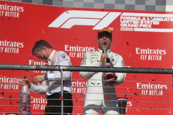 World © Octane Photographic Ltd. Formula 1 – United States GP - Podium. Mercedes AMG Petronas Motorsport AMG F1 W10 EQ Power+ - Valtteri Bottas and Technical Director James Allison. Circuit of the Americas (COTA), Austin, Texas, USA. Sunday 3rd November 2019.