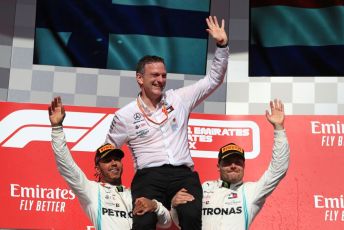 World © Octane Photographic Ltd. Formula 1 – United States GP - Podium. Mercedes AMG Petronas Motorsport AMG F1 W10 EQ Power+ - Valtteri Bottas, Lewis Hamilton and Technical Director James Allison. Circuit of the Americas (COTA), Austin, Texas, USA. Sunday 3rd November 2019.