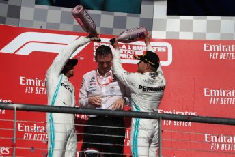 World © Octane Photographic Ltd. Formula 1 – United States GP - Podium. Mercedes AMG Petronas Motorsport AMG F1 W10 EQ Power+ - Valtteri Bottas, Lewis Hamilton and Technical Director James Allison. Circuit of the Americas (COTA), Austin, Texas, USA. Sunday 3rd November 2019.