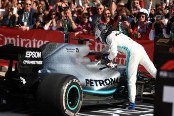 World © Octane Photographic Ltd. Formula 1 – United States GP - Parc Ferme. Mercedes AMG Petronas Motorsport AMG F1 W10 EQ Power+ - Valtteri Bottas congratulates World Champion Lewis Hamilton. Circuit of the Americas (COTA), Austin, Texas, USA. Sunday 3rd November 2019.