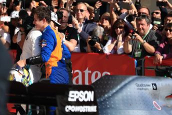 World © Octane Photographic Ltd. Formula 1 – United States GP - Parc Ferme. McLaren MCL34 – Lando Norris congratulates World Champion Lewis Hamilton. Circuit of the Americas (COTA), Austin, Texas, USA. Sunday 3rd November 2019.