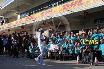 World © Octane Photographic Ltd. Formula 1 – United States GP – 6th Drivers’ World Championship celebration. Mercedes AMG Petronas Motorsport AMG F1 W10 EQ Power+ - Lewis Hamilton. Circuit of the Americas (COTA), Austin, Texas, USA. Sunday 3rd November 2019.