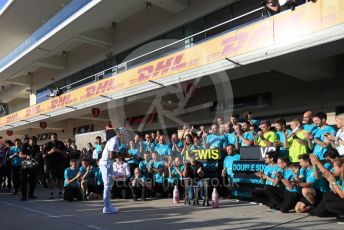 World © Octane Photographic Ltd. Formula 1 – United States GP – 6th Drivers’ World Championship celebration. Mercedes AMG Petronas Motorsport AMG F1 W10 EQ Power+ - Lewis Hamilton. Circuit of the Americas (COTA), Austin, Texas, USA. Sunday 3rd November 2019.