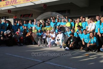 World © Octane Photographic Ltd. Formula 1 – United States GP – 6th Drivers’ World Championship celebration. Mercedes AMG Petronas Motorsport AMG F1 W10 EQ Power+ - Lewis Hamilton, Valtteri Bottas with Anthony Hamilton and Matthew McConaughey. Circuit of the Americas (COTA), Austin, Texas, USA. Sunday 3rd November 2019.