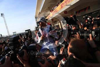 World © Octane Photographic Ltd. Formula 1 – United States GP – 6th Drivers’ World Championship celebration. Mercedes AMG Petronas Motorsport AMG F1 W10 EQ Power+ - Lewis Hamilton. Circuit of the Americas (COTA), Austin, Texas, USA. Sunday 3rd November 2019.