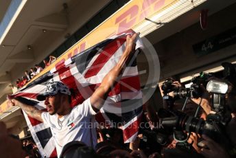 World © Octane Photographic Ltd. Formula 1 – United States GP – 6th Drivers’ World Championship celebration. Mercedes AMG Petronas Motorsport AMG F1 W10 EQ Power+ - Lewis Hamilton. Circuit of the Americas (COTA), Austin, Texas, USA. Sunday 3rd November 2019.