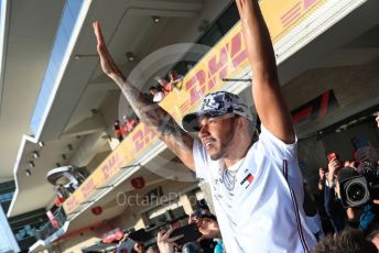 World © Octane Photographic Ltd. Formula 1 – United States GP – 6th Drivers’ World Championship celebration. Mercedes AMG Petronas Motorsport AMG F1 W10 EQ Power+ - Lewis Hamilton. Circuit of the Americas (COTA), Austin, Texas, USA. Sunday 3rd November 2019.