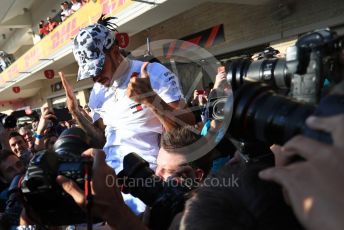 World © Octane Photographic Ltd. Formula 1 – United States GP – 6th Drivers’ World Championship celebration. Mercedes AMG Petronas Motorsport AMG F1 W10 EQ Power+ - Lewis Hamilton. Circuit of the Americas (COTA), Austin, Texas, USA. Sunday 3rd November 2019.