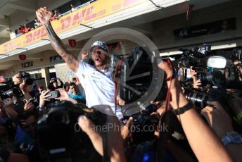 World © Octane Photographic Ltd. Formula 1 – United States GP – 6th Drivers’ World Championship celebration. Mercedes AMG Petronas Motorsport AMG F1 W10 EQ Power+ - Lewis Hamilton. Circuit of the Americas (COTA), Austin, Texas, USA. Sunday 3rd November 2019.