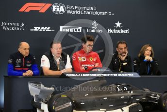 World © Octane Photographic Ltd. Formula 1 - United States GP - Friday FIA Team Press Conference. Mattia Binotto – Team Principal of Scuderia Ferrari, Zak Brown - Executive Director of McLaren Technology Group, Cyril Abiteboul - Managing Director of Renault Sport Racing Formula 1 Team, Franz Tost – Team Principal of Scuderia Toro Rosso and Claire Williams - Deputy Team Principal of ROKiT Williams Racing. Circuit of the Americas (COTA), Austin, Texas, USA. Friday 1st November 2019.