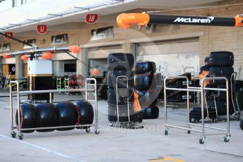 World © Octane Photographic Ltd. Formula 1 – United States GP - Pit Lane. McLaren MCL34 tyres. Circuit of the Americas (COTA), Austin, Texas, USA. Thursday 31st October 2019.