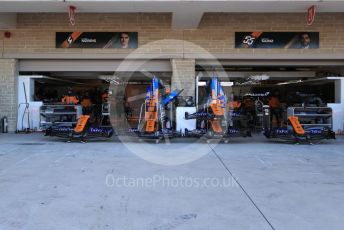 World © Octane Photographic Ltd. Formula 1 – United States GP - Pit Lane. McLaren MCL34 – Carlos Sainz and Lando Norris. Circuit of the Americas (COTA), Austin, Texas, USA. Thursday 31st October 2019.