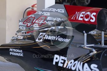 World © Octane Photographic Ltd. Formula 1 – Etihad F1 Grand Prix Abu Dhabi. Mercedes AMG Petronas F1 Team F1 W12 - Lewis Hamilton. Yas Marina Circuit, Abu Dhabi. Thursday 9th December 2021 Pitlane.