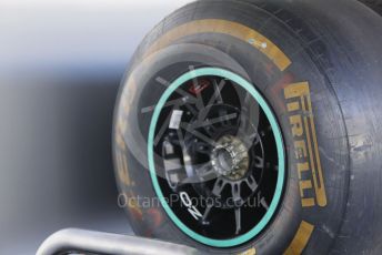 World © Octane Photographic Ltd. Formula 1 – Etihad F1 Grand Prix Abu Dhabi. Mercedes AMG Petronas F1 Team F1 W12 - Lewis Hamilton used tyres. Yas Marina Circuit, Abu Dhabi. Thursday 9th December 2021 Pitlane.