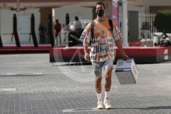 World © Octane Photographic Ltd. Formula 1 – Etihad F1 Grand Prix Abu Dhabi. McLaren F1 Team MCL35M – Daniel Ricciardo. Yas Marina Circuit, Abu Dhabi. Thursday 9th December 2021 Paddock.