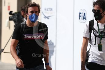 World © Octane Photographic Ltd. Formula 1 – Etihad F1 Grand Prix Abu Dhabi. Alpine F1 Team A521 – Fernando Alonso. Yas Marina Circuit, Abu Dhabi. Thursday 9th December 2021 Paddock.