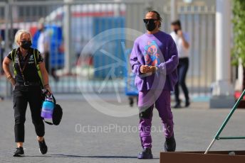 World © Octane Photographic Ltd. Formula 1 – Etihad F1 Grand Prix Abu Dhabi. Mercedes AMG Petronas F1 Team F1 W12 - Lewis Hamilton. Yas Marina Circuit, Abu Dhabi. Thursday 9th December 2021 Paddock.