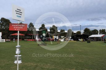 World © Octane Photographic Ltd. Formula 1 – F1 Australian Grand Prix breakdown. Handwash and sanitiser station. Melbourne, Australia. Friday 13th March 2020.