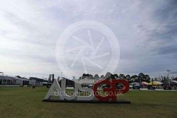 World © Octane Photographic Ltd. Formula 1 – F1 Australian Grand Prix breakdown. AusGP sign. Melbourne, Australia. Friday 13th March 2020.