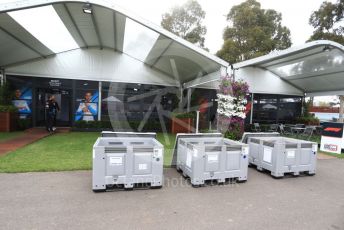 World © Octane Photographic Ltd. Formula 1 – F1 Australian Grand Prix breakdown. ROKiT Williams Racing containers labelled to head to Baku, Azerbaijan. Melbourne, Australia. Friday 13th March 2020.
