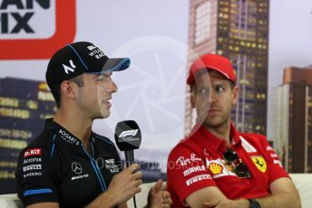 World © Octane Photographic Ltd. Formula 1 – F1 Australian Grand Prix - FIA drivers’ press conference. ROKiT Williams Racing FW43 – Nicholas Latifi and Scuderia Ferrari SF1000 – Sebastian Vettel. Melbourne, Australia. Thursday 12th March 2020.