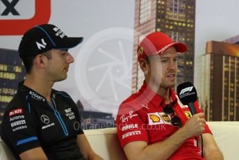 World © Octane Photographic Ltd. Formula 1 – F1 Australian Grand Prix - FIA drivers’ press conference. ROKiT Williams Racing FW43 – Nicholas Latifi and Scuderia Ferrari SF1000 – Sebastian Vettel. Melbourne, Australia. Thursday 12th March 2020.