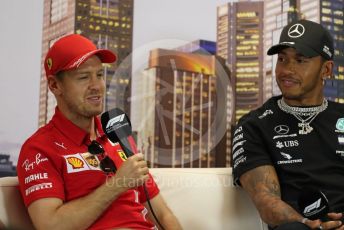 World © Octane Photographic Ltd. Formula 1 – F1 Australian Grand Prix - FIA drivers’ press conference. Scuderia Ferrari SF1000 – Sebastian Vettel and Mercedes AMG Petronas F1 W11 EQ Performance - Lewis Hamilton. Melbourne, Australia. Thursday 12th March 2020.