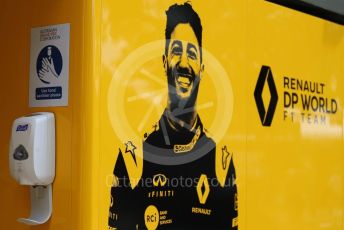 World © Octane Photographic Ltd. Formula 1 – F1 Australian Grand Prix - Setup and arrivals. Renault DP World F1 Team hand sanitiser station. Melbourne, Australia. Thursday 12th March 2020.