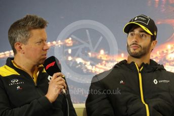World © Octane Photographic Ltd. Formula 1 – F1 Pre-season Test 2 - Day 1 - Press Conference 1. Marcin Budkowski – Executive Director of Renault Sport Racing Formula 1 Team and Renault Sport F1 Team – Daniel Ricciardo Circuit de Barcelona-Catalunya, Spain. Wednesday 26th February 2020.