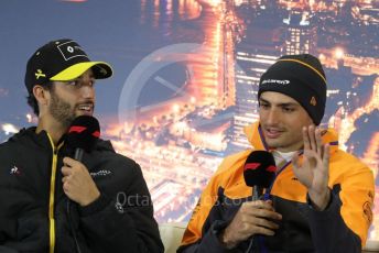 World © Octane Photographic Ltd. Formula 1 – F1 Pre-season Test 2 - Day 1 - Press Conference 1. Renault Sport F1 Team – Daniel Ricciardo and McLaren – Carlos Sainz. Circuit de Barcelona-Catalunya, Spain. Wednesday 26th February 2020.