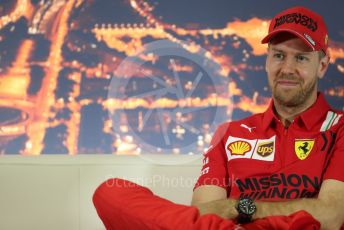 World © Octane Photographic Ltd. Formula 1 – F1 Pre-season Test 2 - Day 1 - Press Conference 2. Scuderia Ferrari – Sebastian Vettel. Circuit de Barcelona-Catalunya, Spain. Wednesday 26th February 2020.