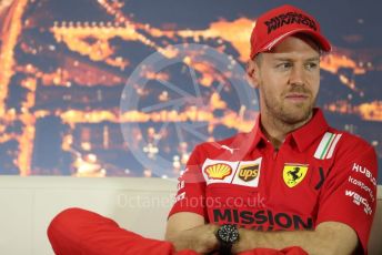 World © Octane Photographic Ltd. Formula 1 – F1 Pre-season Test 2 - Day 1 - Press Conference 2. Scuderia Ferrari – Sebastian Vettel. Circuit de Barcelona-Catalunya, Spain. Wednesday 26th February 2020.