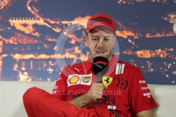 World © Octane Photographic Ltd. Formula 1 – F1 Pre-season Test 2 - Day 1 - Press Conference 2. Scuderia Ferrari – Sebastian Vettel. Circuit de Barcelona-Catalunya, Spain. Wednesday 26th February 2020.