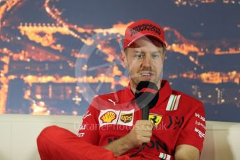 World © Octane Photographic Ltd. Formula 1 – F1 Pre-season Test 2 - Day 1 - Press Conference 2. Scuderia Ferrari – Sebastian Vettel. Circuit de Barcelona-Catalunya, Spain. Wednesday 26th February 2020.