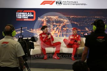 World © Octane Photographic Ltd. Formula 1 – F1 Pre-season Test 2 - Day 1 - Press Conference 2. Mattia Binotto – Team Principal of Scuderia Ferrari and Scuderia Ferrari – Sebastian Vettel. Circuit de Barcelona-Catalunya, Spain. Wednesday 26th February 2020.