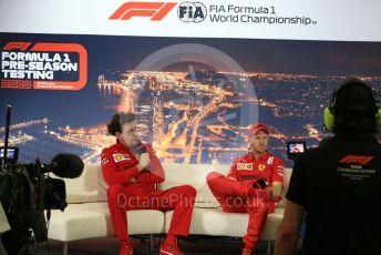 World © Octane Photographic Ltd. Formula 1 – F1 Pre-season Test 2 - Day 1 - Press Conference 2. Mattia Binotto – Team Principal of Scuderia Ferrari and Scuderia Ferrari – Sebastian Vettel. Circuit de Barcelona-Catalunya, Spain. Wednesday 26th February 2020.