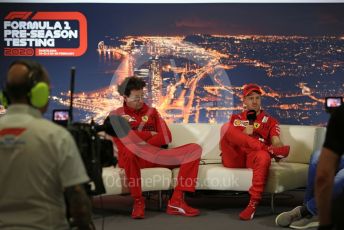 World © Octane Photographic Ltd. Formula 1 – F1 Pre-season Test 2 - Day 1 - Press Conference 2. Mattia Binotto – Team Principal of Scuderia Ferrari and Scuderia Ferrari – Sebastian Vettel. Circuit de Barcelona-Catalunya, Spain. Wednesday 26th February 2020.