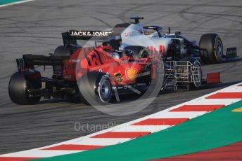 World © Octane Photographic Ltd. Formula 1 – F1 Pre-season Test 1 - Day 3. Haas F1 Team VF20 – Romain Grosjean and Scuderia Ferrari SF1000 – Sebastian Vettel. Circuit de Barcelona-Catalunya, Spain. Friday 21st February 2020.