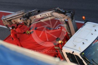 World © Octane Photographic Ltd. Formula 1 – F1 Pre-season Test 1 - Day 3. Scuderia Ferrari SF1000 of Sebastian Vettel is returned to the pits after stopping on track. Circuit de Barcelona-Catalunya, Spain. Friday 21st February 2020.
