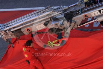 World © Octane Photographic Ltd. Formula 1 – F1 Pre-season Test 1 - Day 3. Scuderia Ferrari SF1000 of Sebastian Vettel is returned to the pits after stopping on track. Circuit de Barcelona-Catalunya, Spain. Friday 21st February 2020.